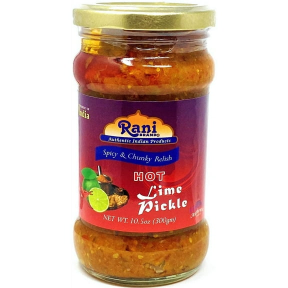 Rani Lime Pickle Hot (Achar, Spicy Indian Relish) 10.5oz (300g) Glass Jar ~ Vegan | Gluten Free | NON-GMO | No Colors | Popular Indian Condiment, Indian Origin