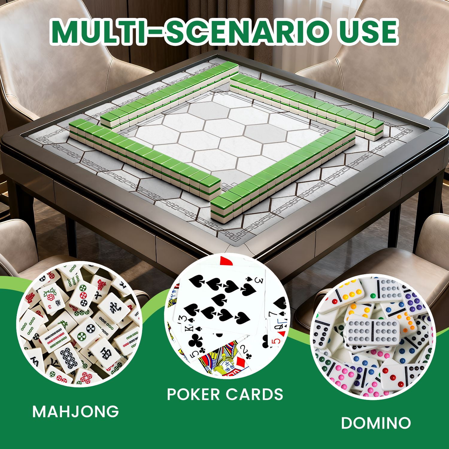 Mahjong Mat 31.5" x 31.5" Abstract seamless white gray ceramic tiles floor Concrete Non-Slip Noise Reduction American Mahjong Tiles Table Cover for Dominoes Poker Card Board Games Gift