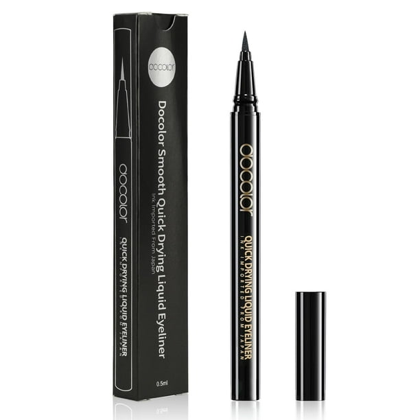 Docolor Delineador de ojos resistente al agua, súper delgado, preciso, todo el día, delineador de ojos negro, maquillaje profesional, delineador de ojos líquido, lápiz para mujeres