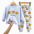 thumbnail image 5 of HCNTES Toddler Baby Boys Fall Winter Clothes Little Boy Outfit Long Sleeve Shirts and Soft Pants Casual Cute Pajamas & Dailywear Outfits Set for Kids(Light Blue,6-12 Months), 5 of 5