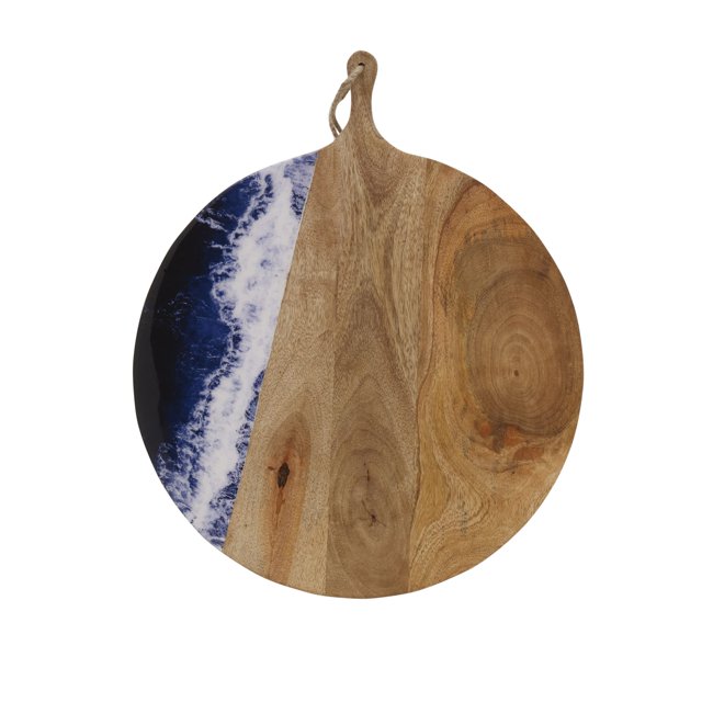 Pfaltzgraff Tabla Para Servir De Madera De Mango Y Resina Con Mango De Cuerda, 43 X 35 Cm, Multicolor