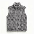 thumbnail image 6 of QATAINLAV Fleece Sherpa Vest for Woman Winter Fuzzy Fluffy Checkered Plaid Sleeveless Zip Up Jacket with Pockets, 6 of 8