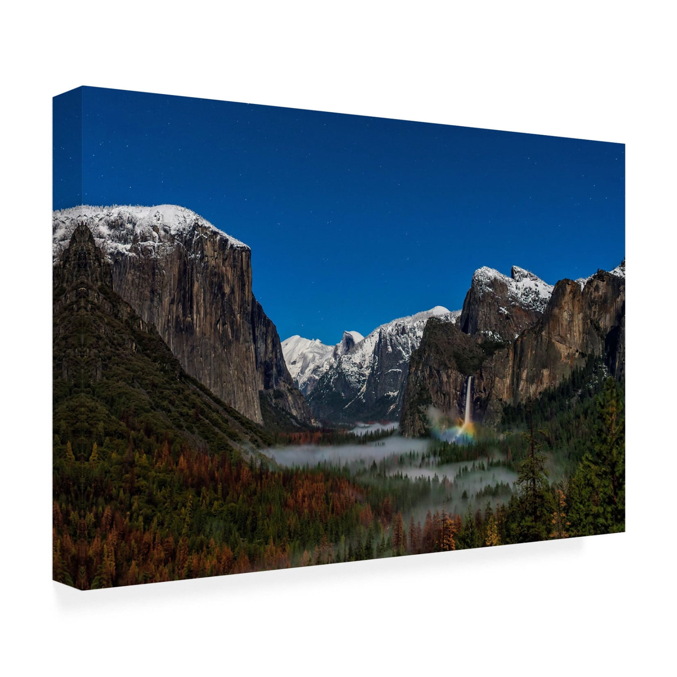 Canvas Wall Art - Hua Zhu 'Bridalveil Fall Moonbow' Wall Art for Living Room, Bedroom, or Office Décor by Trademark Fine Art - 32 x 22 Inches