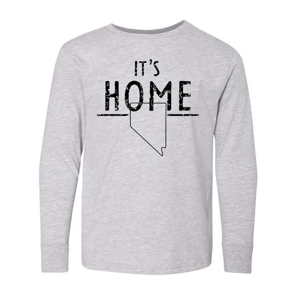 Inktastic It's Home- State of Nevada Outline Distressed Text Long Sleeve Youth T-Shirt