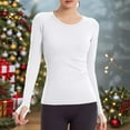 thumbnail image 7 of Workout Shirts for Women Long Sleeve Yoga Tops Sports Running Shirt Tight Athletic Top Slim Fit (XL, White), 7 of 7