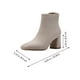 thumbnail image 2 of 1 par de botas de punta cuadrada, zapatos de tacón grueso, botas de tacón medio, botines de mujer, 2 of 5