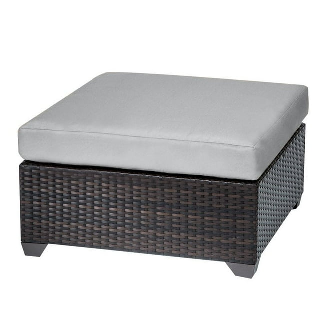TK Classic Belle Wicker Patio Square Ottoman in Gray