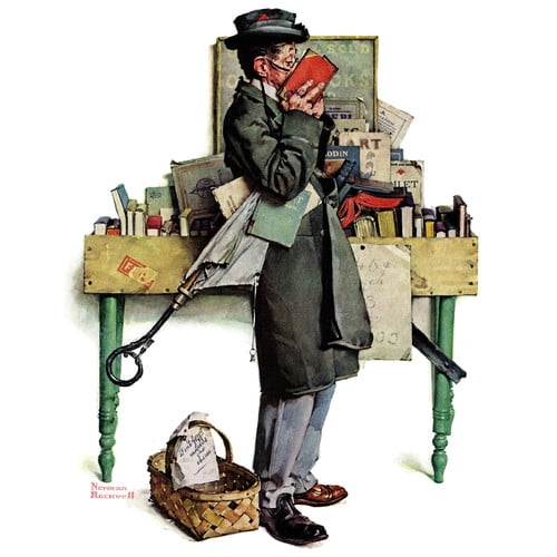 "Bookworm" by Norman Rockwell Painting Print on Canvas