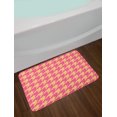 thumbnail image 2 of Houndstooth Bath Mat, Hand Drawn Ikat Pattern Traditional Old Fashioned Design in Pastel Colors, Non-Slip Plush Mat Bathroom Kitchen Laundry Room Decor, 29.5 X 17.5 Inches, Peach and Pink, Ambesonne, 2 of 2
