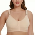 thumbnail image 2 of MELENECA Women's Front Closure Wirefree Post Surgery Plus Size Back Support Posture Bra Beige 34F, 2 of 6