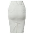 thumbnail image 3 of A2Y Women's Slim Fit Rayon Knee Length Back Slit Denim Jean Pencil Skirt White L, 3 of 3