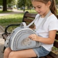 thumbnail image 5 of Small pet carrier bag crossbody sling for hamsters, squirrels, hedgehogs, gliders, chinchillas – breathable mesh travel tote, fleece pad, gray/green/orange, 5 of 6