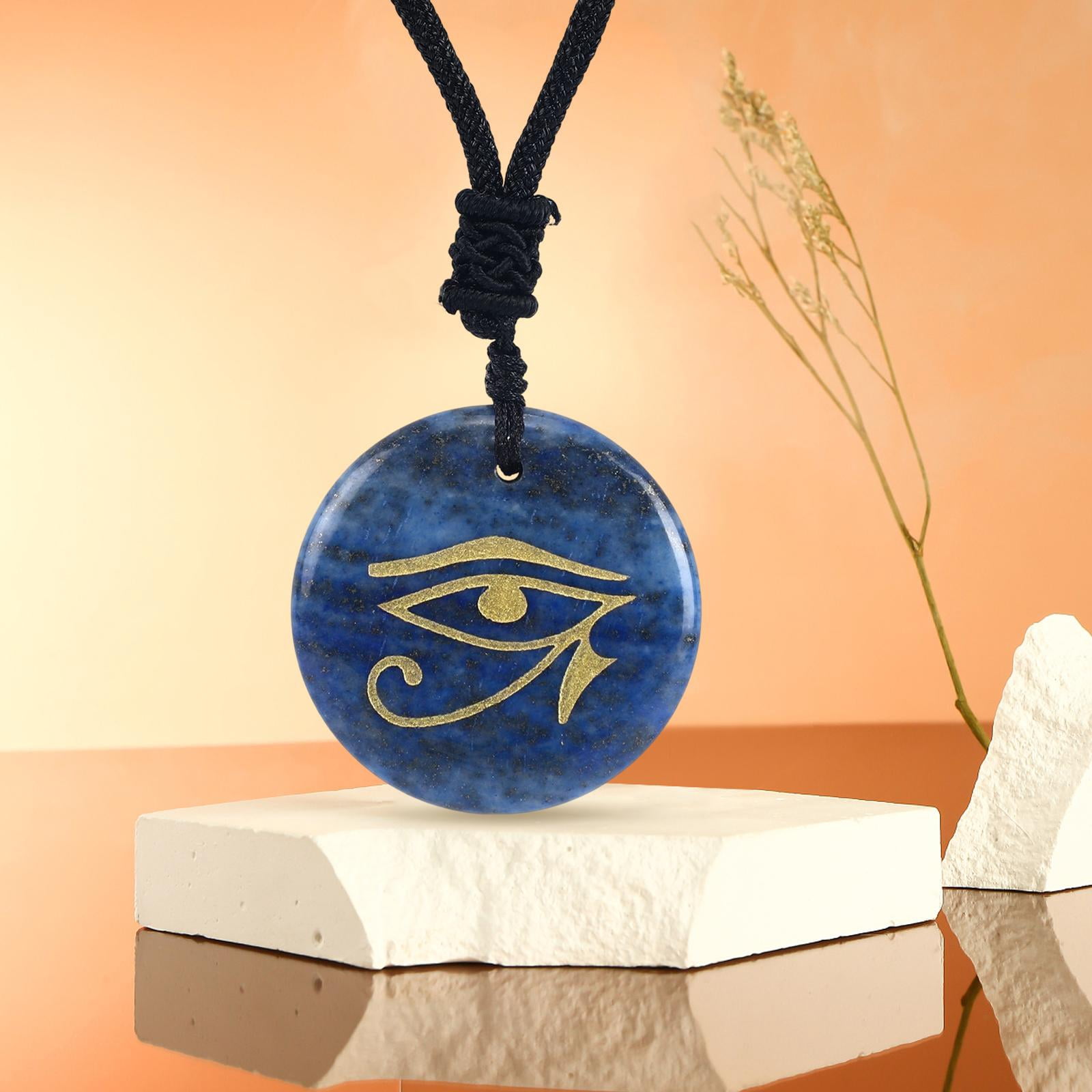 Collar Colgante Ojo De Horus - Cuarzo Natural Tallado, Piedra Roja, Joyería Egipcia Para Hombres Y Mujeres