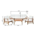 thumbnail image 2 of Outdoor 6 Seater Finished Acacia Wood Sofa and Club Chair Set with Cushions,Teak,Cream, 2 of 6