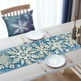 thumbnail image 4 of Winter Snowflake Blue Table Runner, Christmas Snow Kitchen Dining Table Decoration, Seasonal Burlap Indoor Outdoor Home Decor Party Supply 13.8 x 90 Inches, 4 of 6