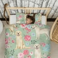thumbnail image 3 of Labrador Dog and Flower Floral Duvet Cover and Pillowcase Set for Single Bedding, Bedroom Accessories for Kids Teens, 3 of 5
