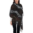 thumbnail image 1 of Foulard à Franges pour Femmes, Mosaïque Abstraite Rétro Long Châle, Légère et Chaude, 1 of 6