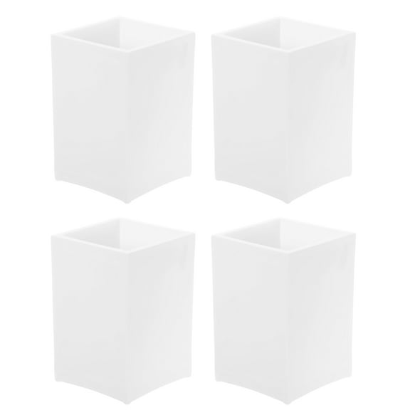Uxcell Acrylic Pen Holder 4 Pack Pencil Holder Pen Organizer Pencil Cup Makeup Brush Holder, White 4 Pack
