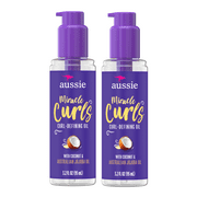 (2 pack) Aussie Miracle Curls Curl-Defining Oil, 3.2 fl oz with australian jojoba oil