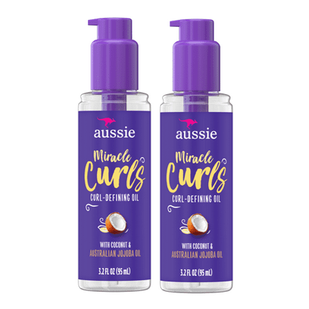 (2 pack) Aussie Miracle Curls Curl-Defining Oil, 3.2 fl oz with australian jojoba oil