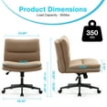 thumbnail image 3 of JONPONY Office Chair Armless Criss Cross Legged Chair with Wheels, Comfy Home Office Desk Chairs, Adjustable Swivel Padded Fabric Vanity Task Computer Chair,Light Brown, 3 of 9