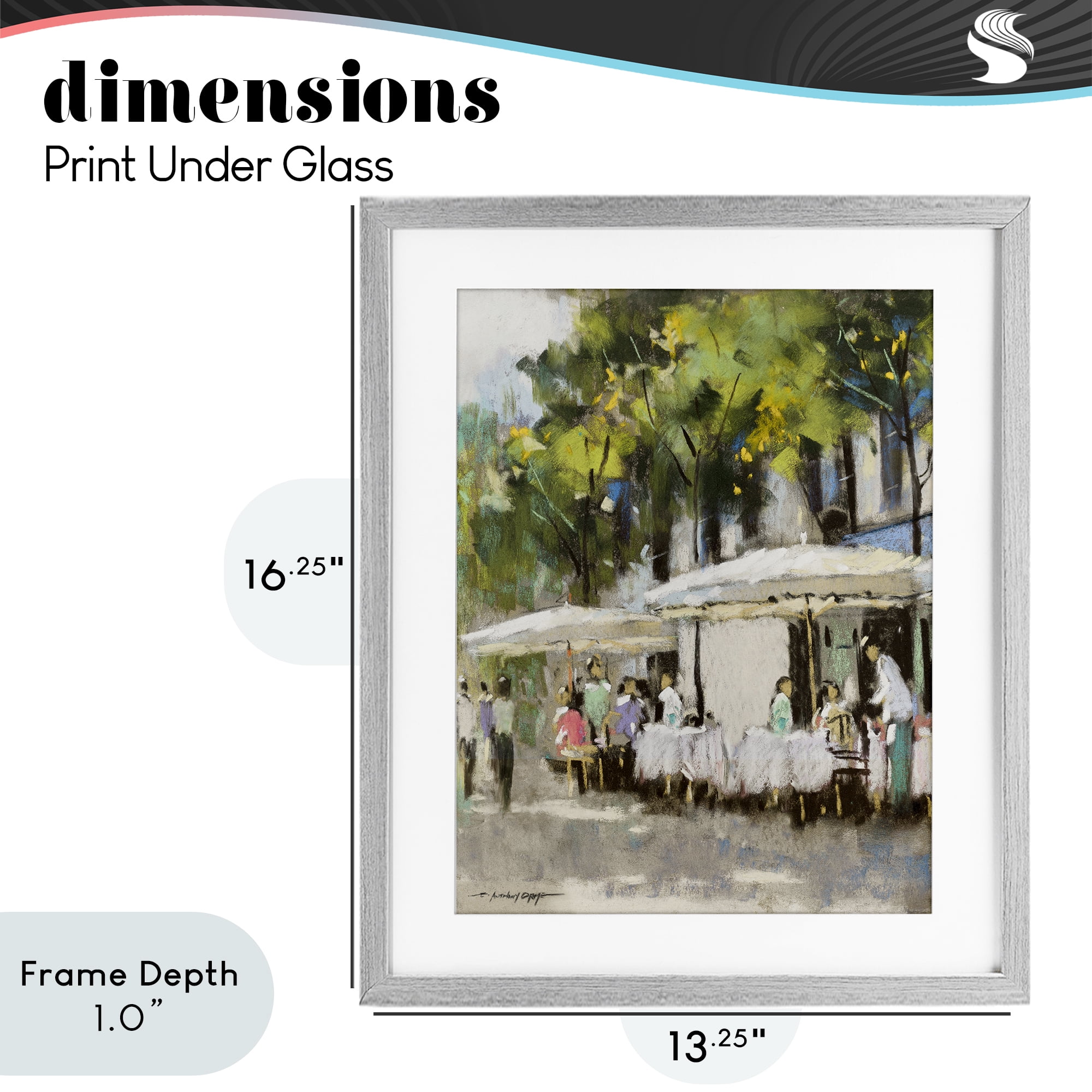 Stupell Industries Sunny Street Cafe Dining Gray Framed Print Under Glass, design by Anthony Orme