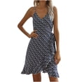 thumbnail image 1 of IROINNID Wrap Dress For Women Fashion Floral Print Long Sleeve Casual Dress V-Neck Below The Knee Dress, 1 of 9