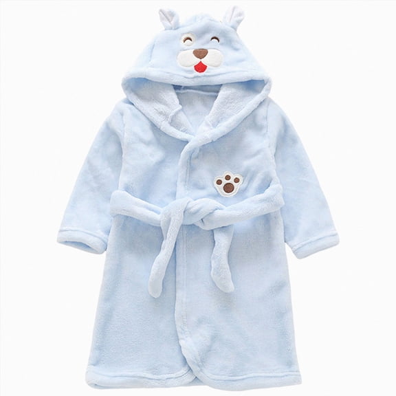Wonitaaizi Baby Girls Cartoon Bathrobe Robe Winter Night-robe Bathrobe (7-8 Years,Blue)