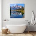 thumbnail image 2 of Blue Green Mountain Wall Art Painting on Canvas, Pastoral Modern Art Forest Canvas Art Home Prints Wall Art Framed Modern Artwork for Living Room Bedroom Wall Decor 12x12in, 2 of 4