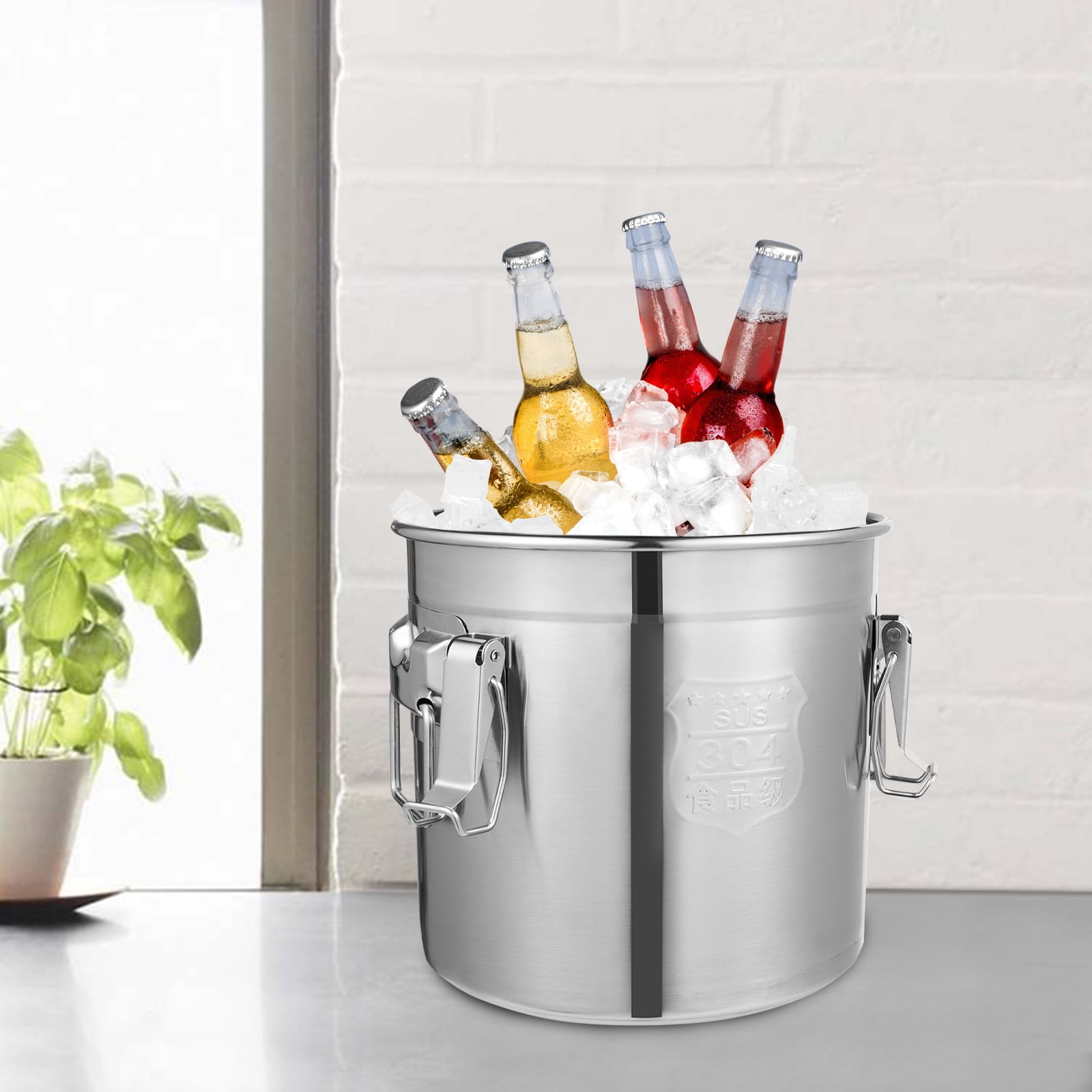 304 Stainless Steel Airtight Canister for Kitchen, 3.2Gal Canisters Container with Lids and Sturdy Locking Clamp,Bucket Food Storage Containers Airtight for Flour Coffee Bean Tea (12L)
