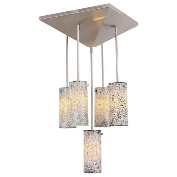 Woodbridge Lighting Pyramid 5-Light Glass Pendant in Satin Nickel/White
