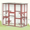 thumbnail image 3 of PawHut Grande Cage Extérieure en Bois pour Chat Rouge Vin, 3 of 10