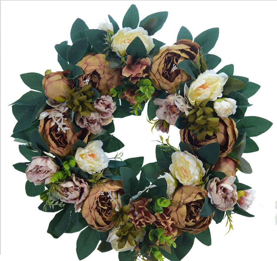 Diameter 15.7, Easter Style 1 Artificial Eucalyptus Wreath Large Green Leaf Wall Hanging Decorations for Festival Celebration Front Door Wall Window Party