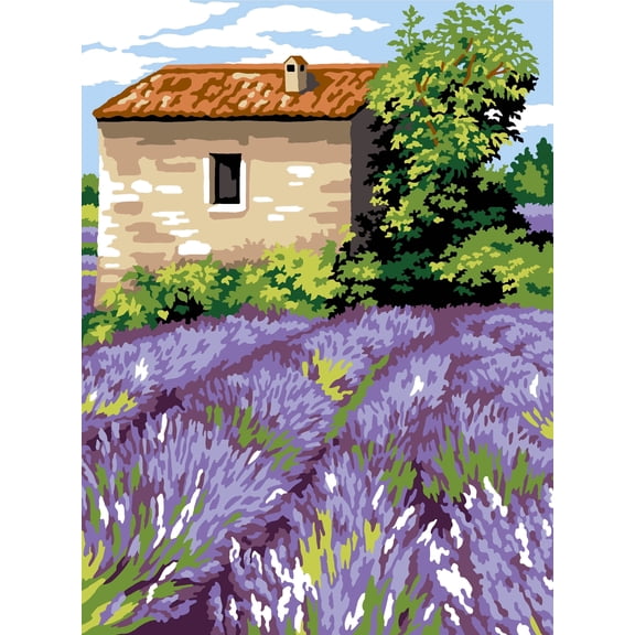 Needlepoint canvas for halfstitch without yarn The Lavender Cabin SE926.364 Seg De Paris Printed Tapestry Canvas