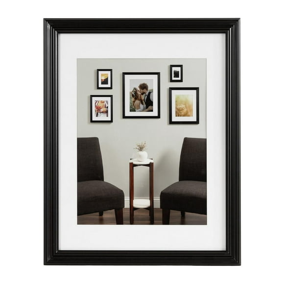 DesignOvation Leno 14" x 18" Matted to 11" x 14" Black Picture Frame