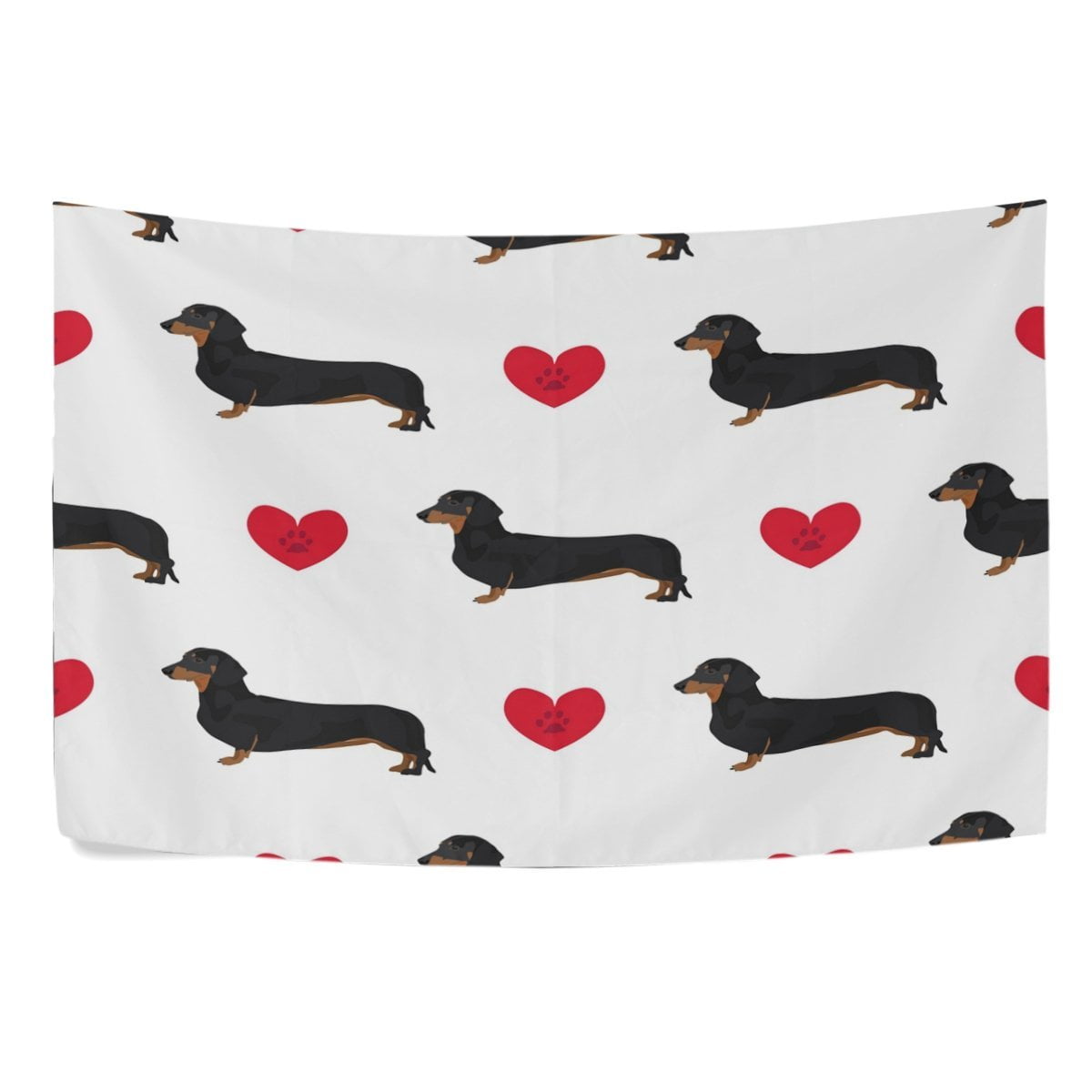 Popcreation Heart Puppy Dog Dachshund Wall Art Tapestry Bedroom Living Room Dorm Hanging 90x60 Inches