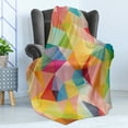thumbnail image 4 of Geometric Soft Flannel Fleece Throw Blanket, Polygonal Arrangement with Colorful Abstract Triangles Ornamental Illustration, Cozy Plush for Indoor and Outdoor Use, 60" x 80", Multicolor, by Ambesonne, 4 of 5