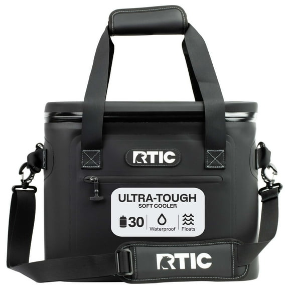 RTIC 30 Can Ultra-Tough Soft Cooler, 20 Qt, Leakproof, Waterproof Zipper,  Black, Soft Pack Cooler