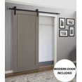 thumbnail image 3 of Sliding Barn Door 28 x 80 with Hardware | Quadro 4111 Grey Ash | Top Mount 6.6FT Rail Hangers Sturdy Set | Wooden Solid Panel Interior Doors, 3 of 6