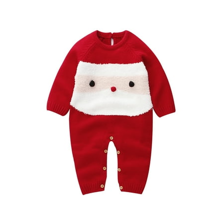 

Lovely Baby Girls Summer Rompers Newborn Infant Baby Christmas Santa Cartoon Plush Romper Xmas Knit Jumpsuit