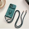 thumbnail image 2 of Designed for iPhone 13 Pro Case with Camera Cover & Kickstand, Slide Lens Protection + Magnetic Ring Stand, Crossbody Strap,6.1 Inch,Green, 2 of 12