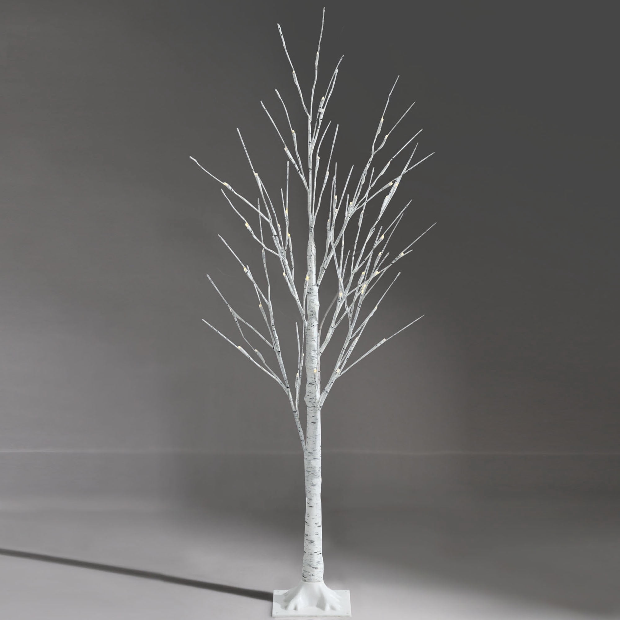 Gymax 4 FT Pre-lit White Birch Tree Christmas Decoration Artificial Twig Birch Tree