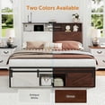 thumbnail image 5 of Resenkos Farmhouse Full Size Bed Frame with Storage Headboard, Charging Station & LED Lights, White, 5 of 12