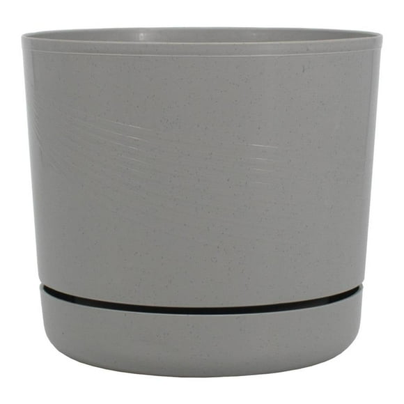 Maceta Redonda con plato Duraware Fincsa Espiral 6.5 Pulgadas Gris Perla con fibra