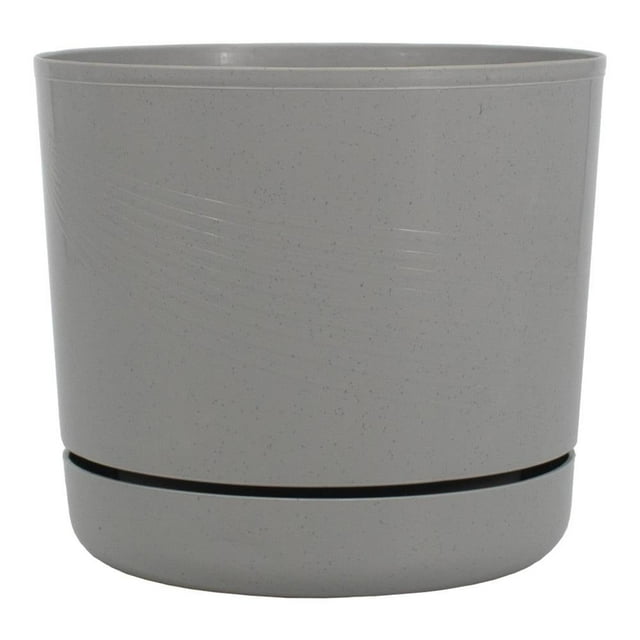 Maceta Redonda con plato Duraware Fincsa Espiral 6.5 Pulgadas Gris Perla con fibra