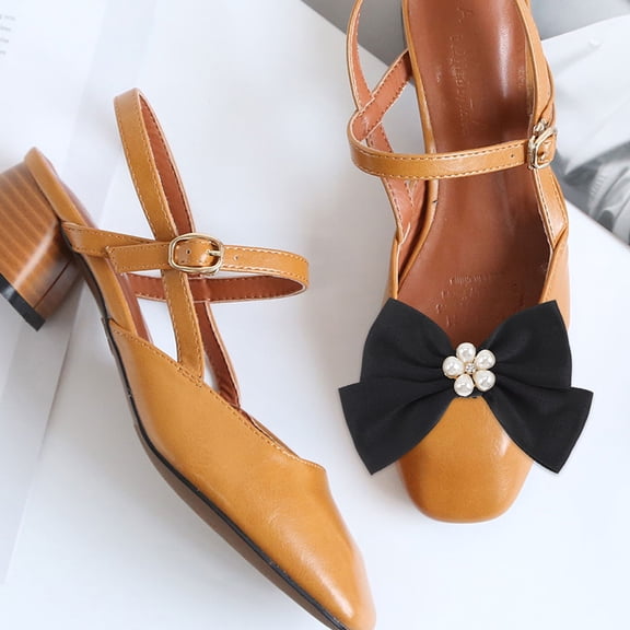 CATIEBYE 2 Pairs Bow Knot Shoe Clips Metal and Cloth Accessories for Wedding, Prom, Party, and Dress Shoes