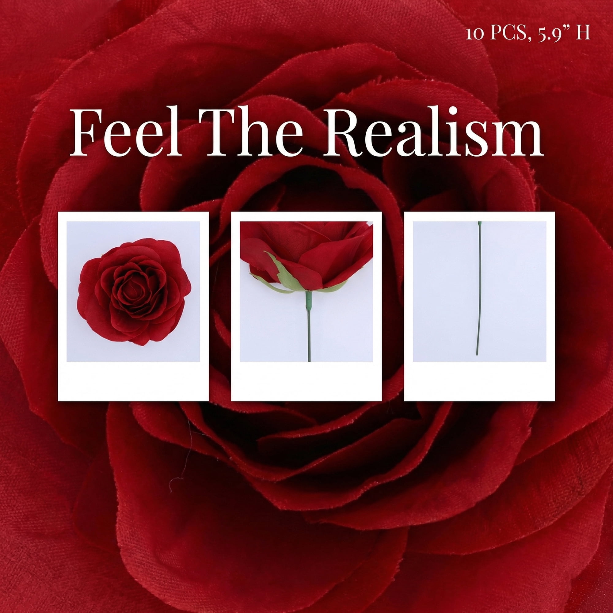 Unique Bargains Mini Artificial Roses Silk Detachable Heads Bouquet for Crafts Red 5.9 in