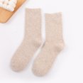 thumbnail image 4 of BYHONG Women Casual Home Socks Warm Wool Socks Solid Color Mid Calf Socks Comfortable Women's Stockings Beige One Size, 4 of 4