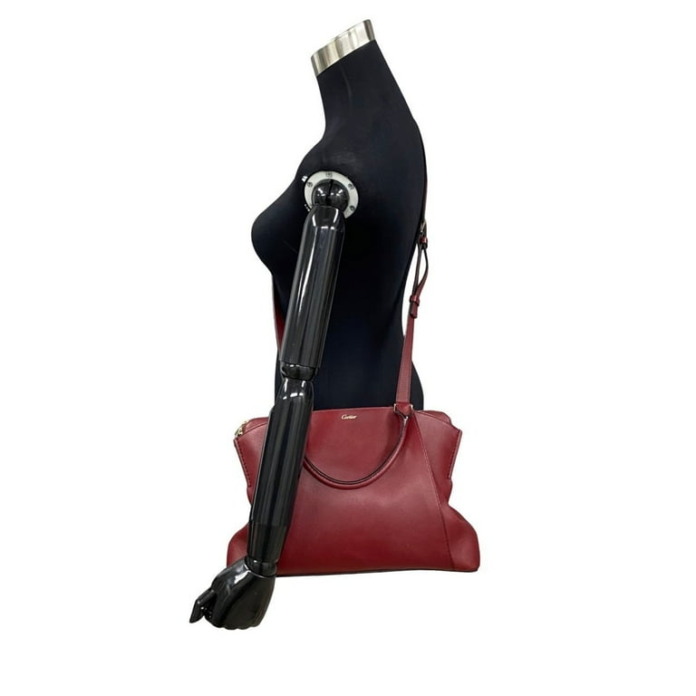 Pre-Owned CARTIER C de SM Leather 2-way Shoulder Bag Handbag Tote 