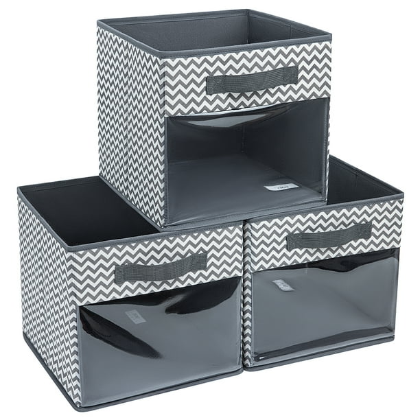DIMJ Storage Bins, 3 Pcs Large Foldable Fabric Storage Bin Organizer
